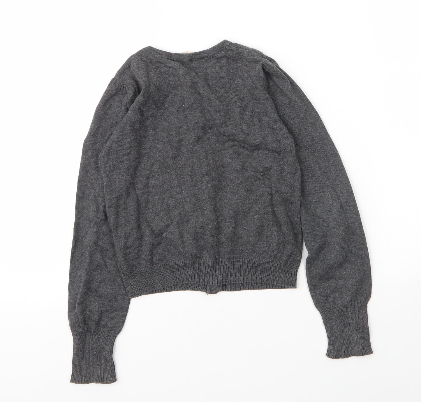 H&M Girls Grey Round Neck  Cotton Cardigan Jumper Size 5 Years  Button