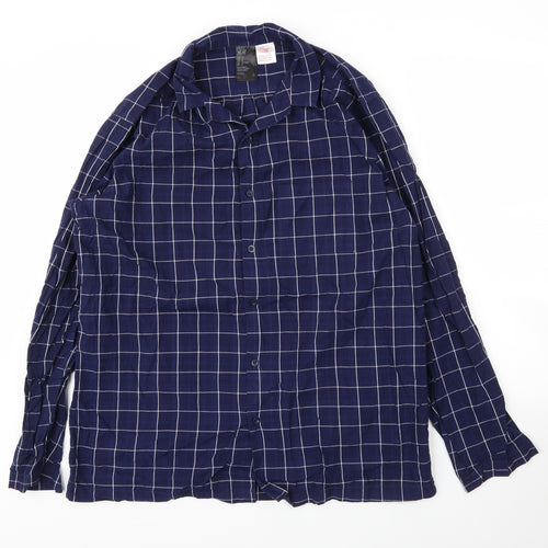 H&M Mens Blue Check Cotton  Button-Up Size M Collared Button