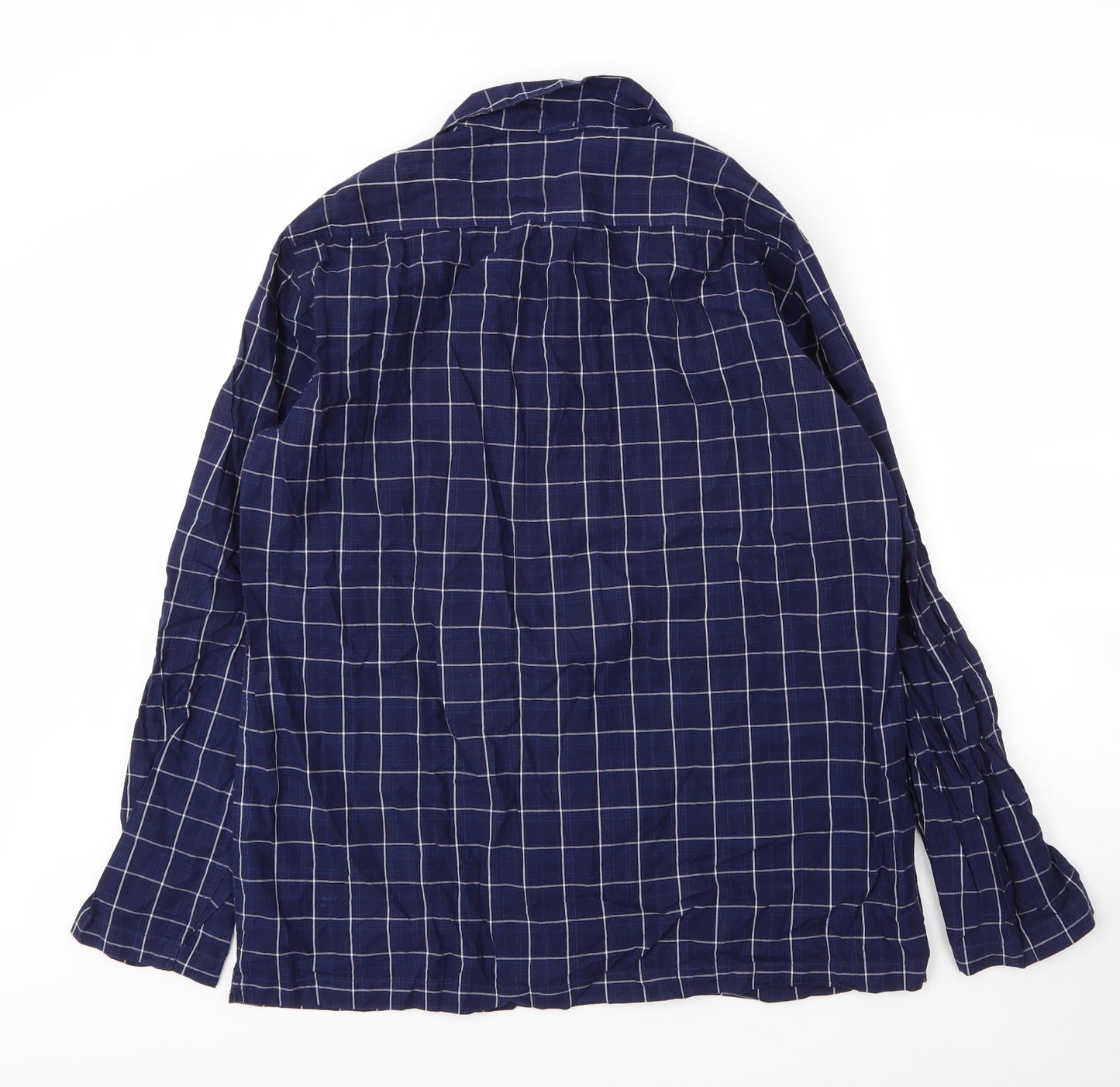 H&M Mens Blue Check Cotton  Button-Up Size M Collared Button