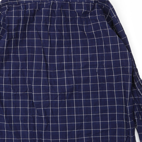 H&M Mens Blue Check Cotton  Button-Up Size M Collared Button