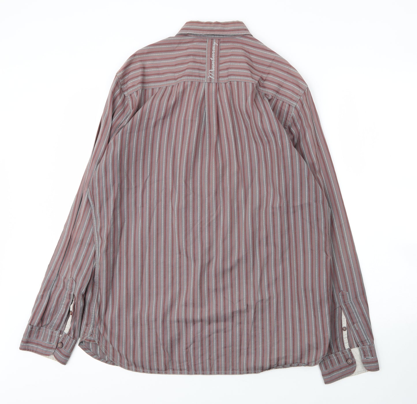 Debenhams Mens Purple Striped Cotton  Button-Up Size M Collared Button