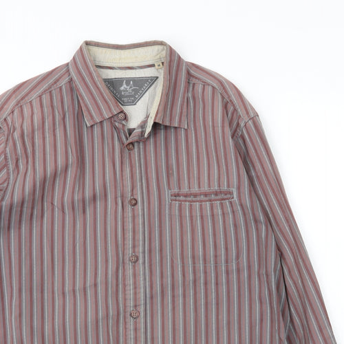 Debenhams Mens Purple Striped Cotton  Button-Up Size M Collared Button