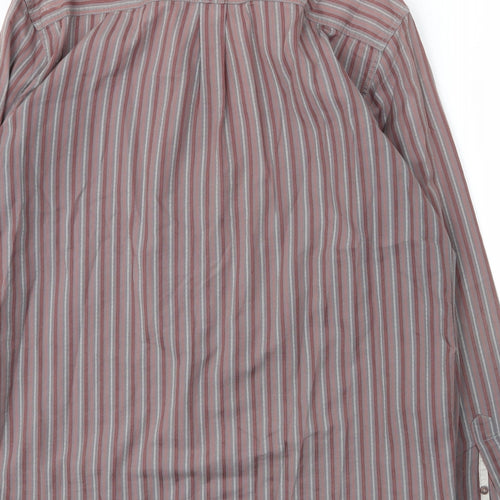 Debenhams Mens Purple Striped Cotton  Button-Up Size M Collared Button