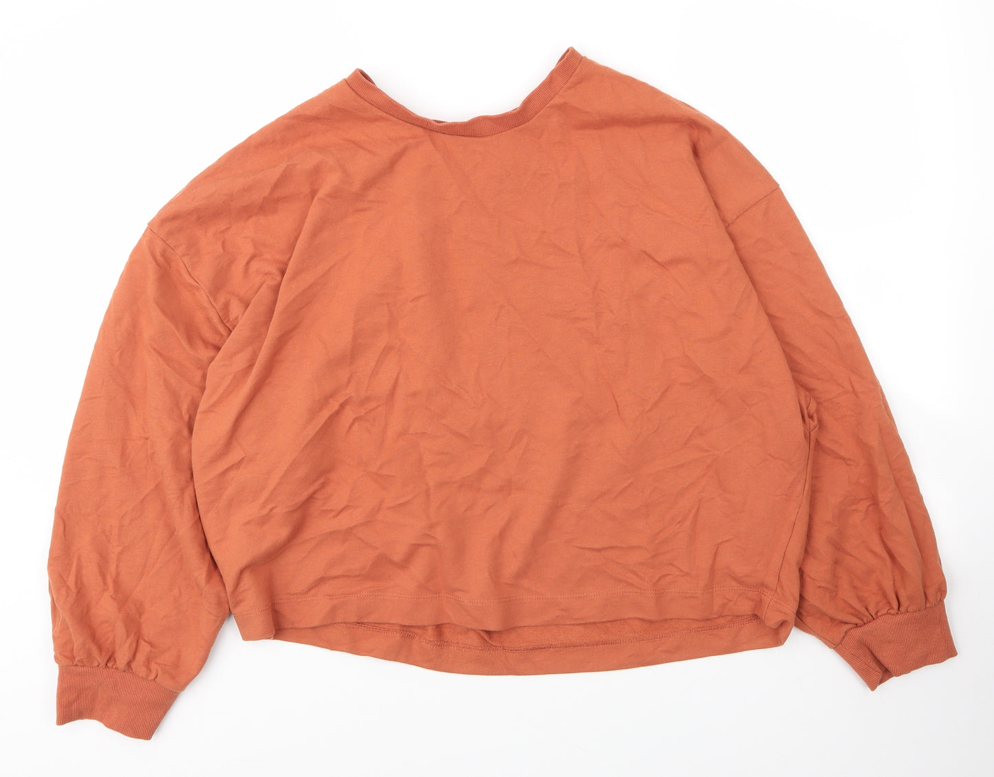 TU Womens Orange Round Neck  Cotton Pullover Jumper Size 20