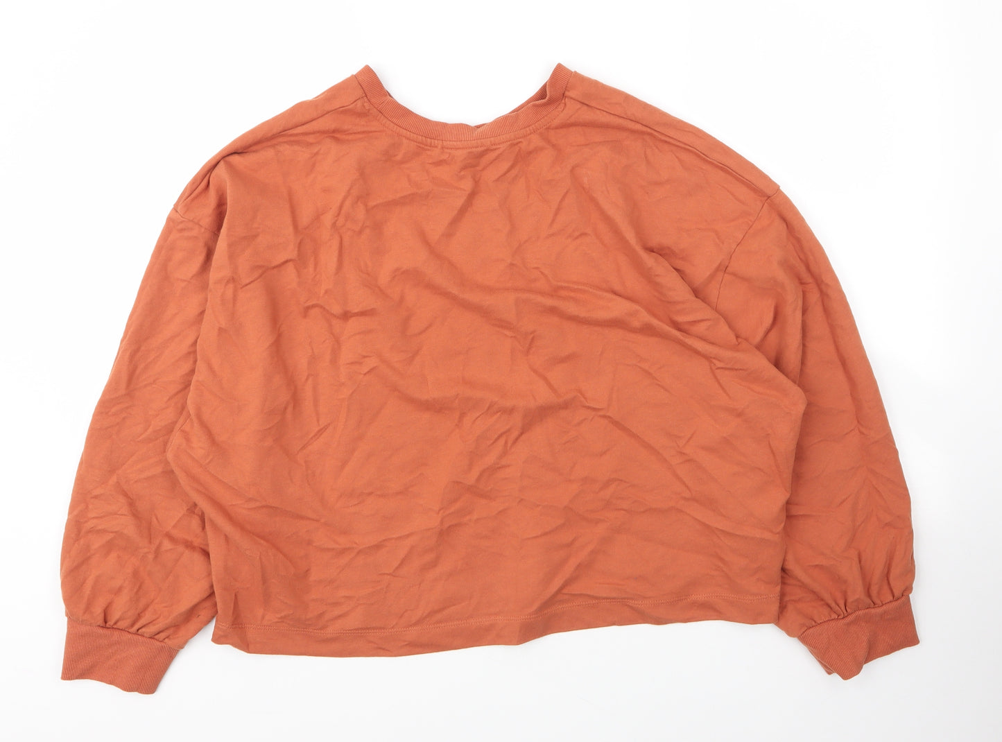 TU Womens Orange Round Neck  Cotton Pullover Jumper Size 20