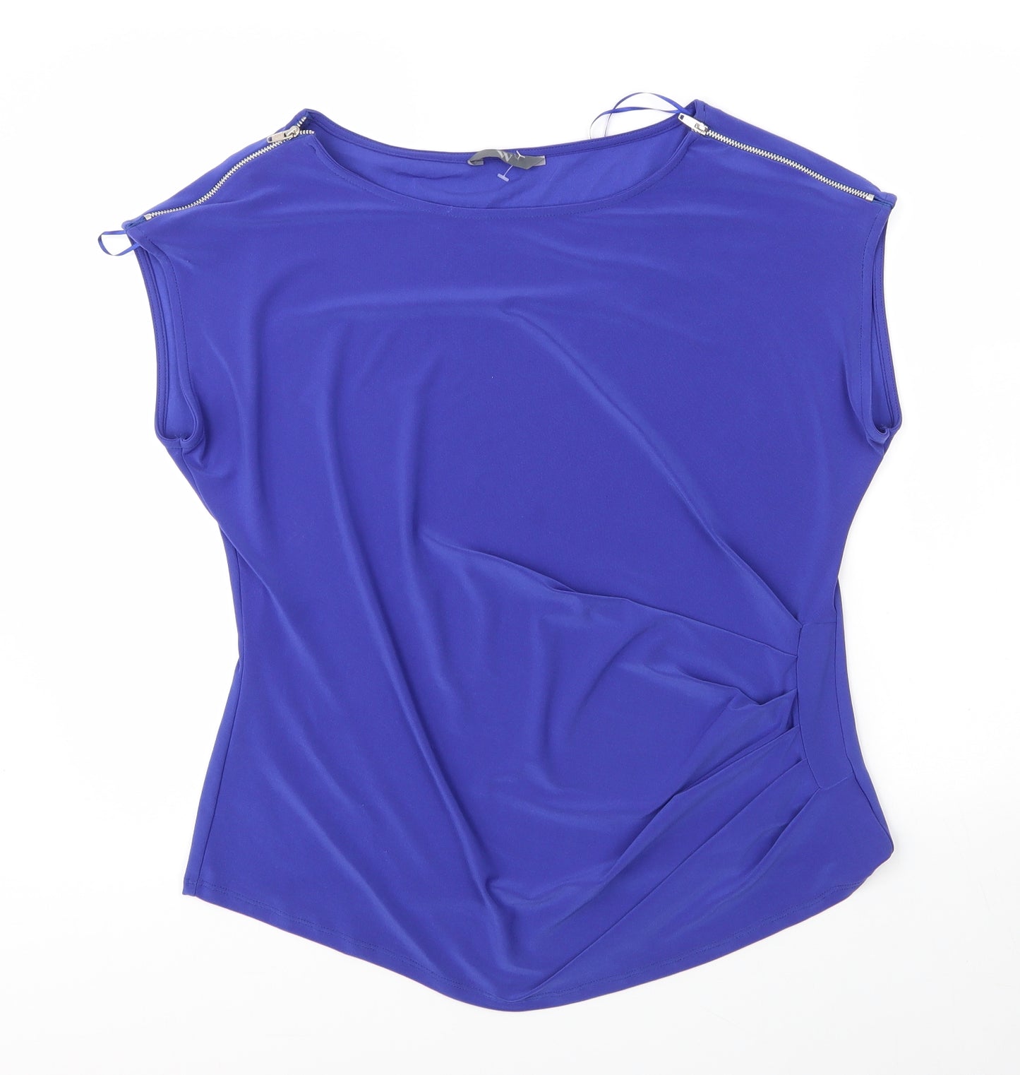 BHS Womens Blue  Polyester Basic Blouse Size 16 Round Neck