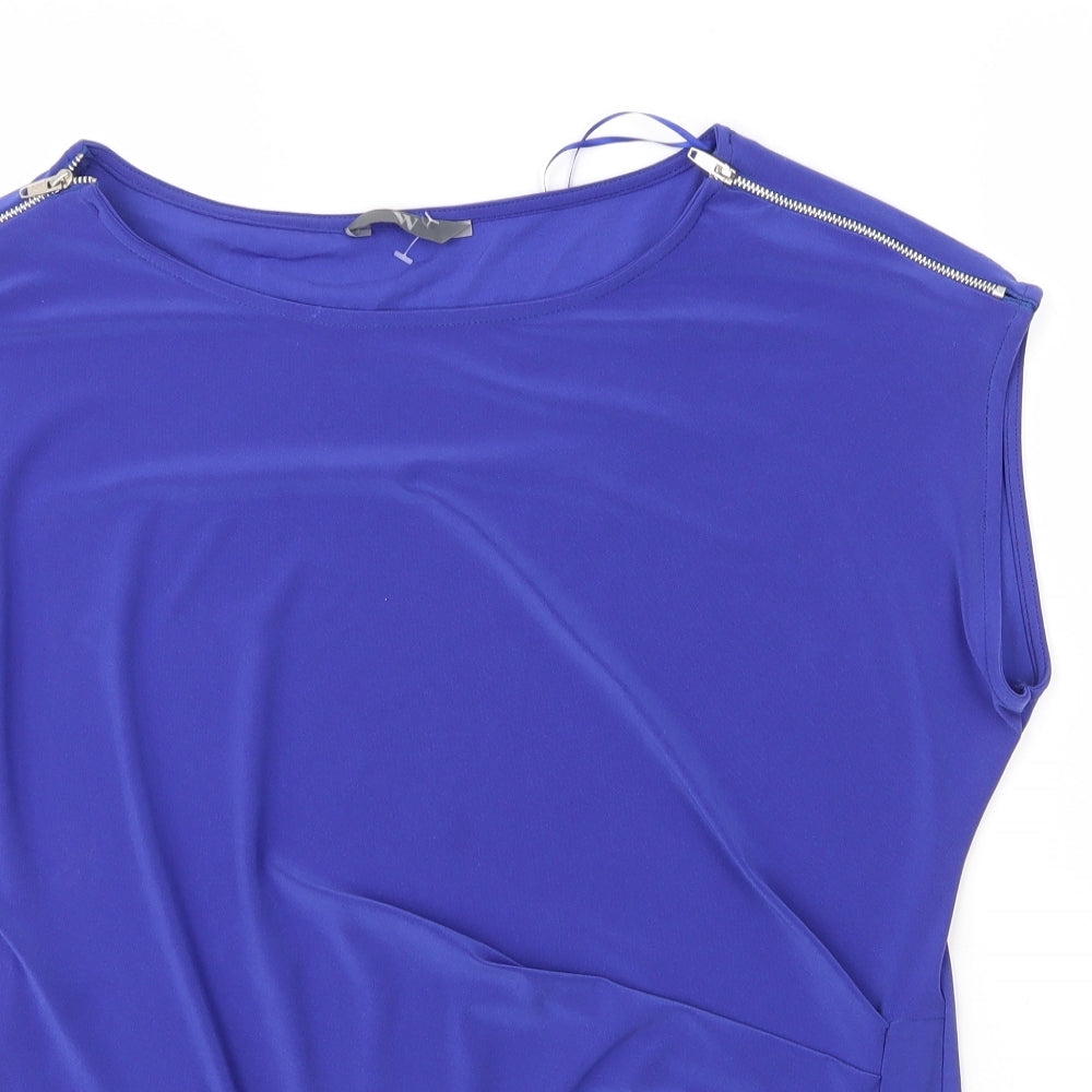 BHS Womens Blue  Polyester Basic Blouse Size 16 Round Neck