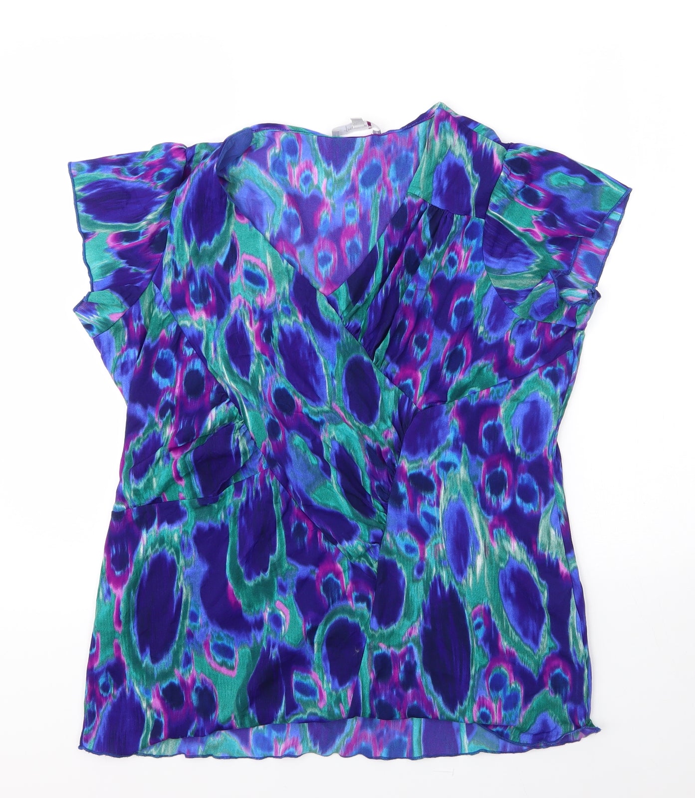 Per Una Womens Blue  Polyester Basic Blouse Size 18 V-Neck