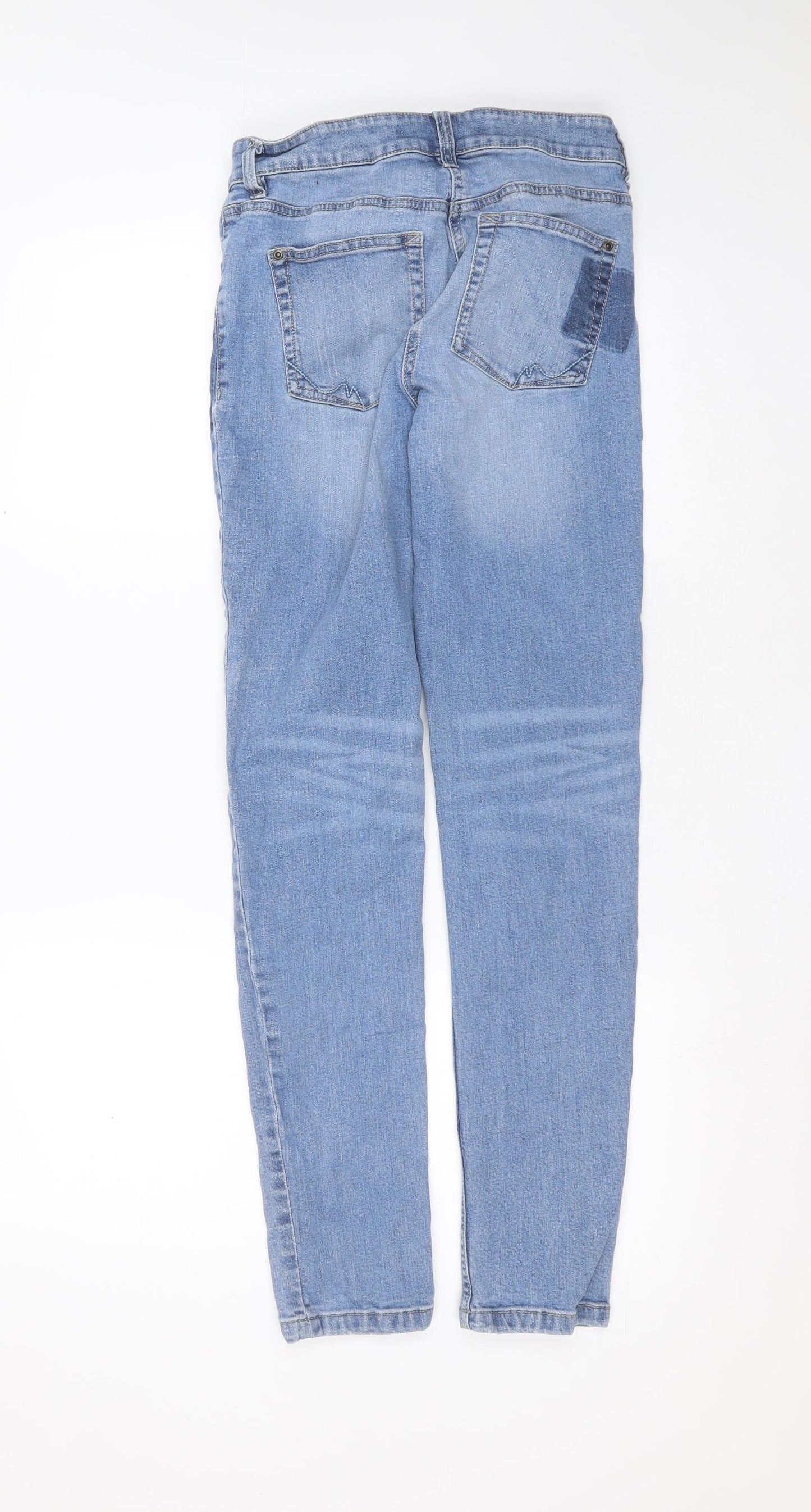NEXT Womens Blue  Cotton Skinny Jeans Size 10 L30 in Extra-Slim Zip