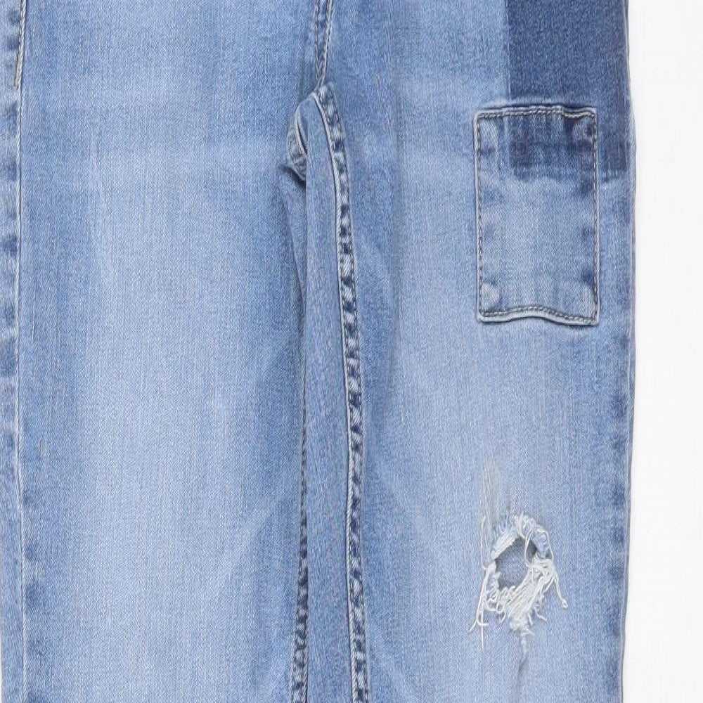 NEXT Womens Blue  Cotton Skinny Jeans Size 10 L30 in Extra-Slim Zip