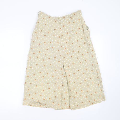 PIERRE ELEGANTE Womens Beige Floral Cotton Blend A-Line Skirt Size 14