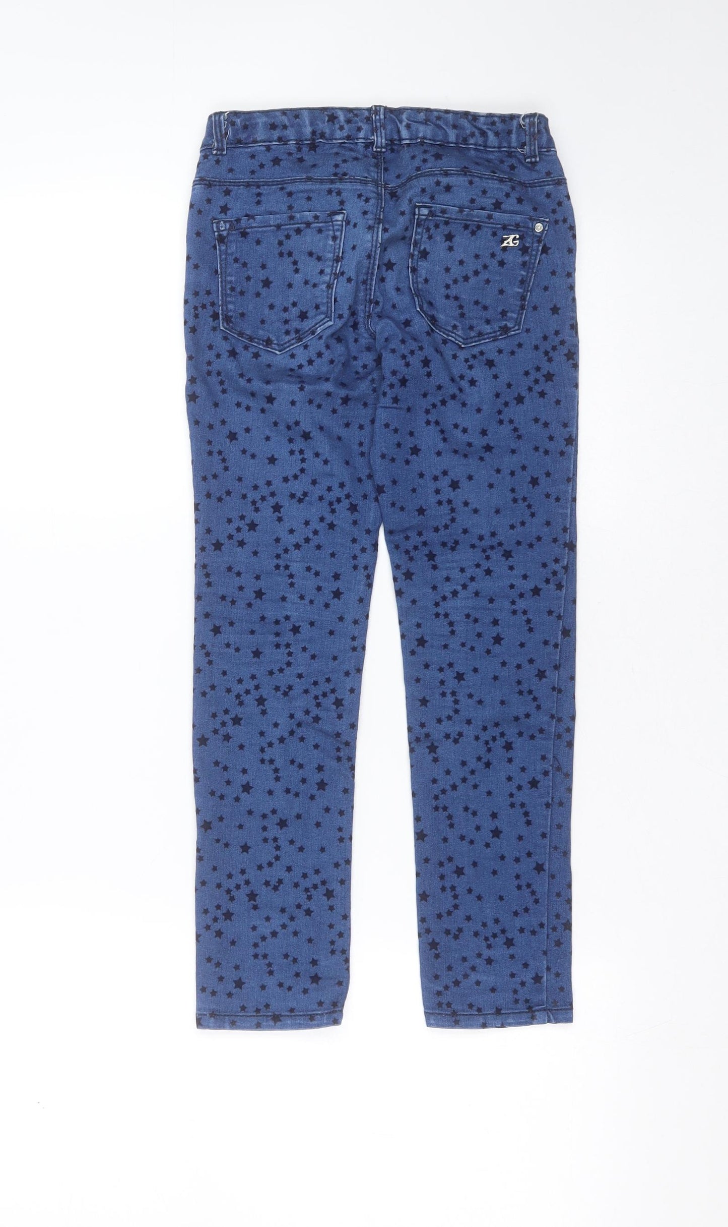 Zara Girls Blue Geometric Cotton Skinny Jeans Size 5-6 Years  Extra-Slim  - stars