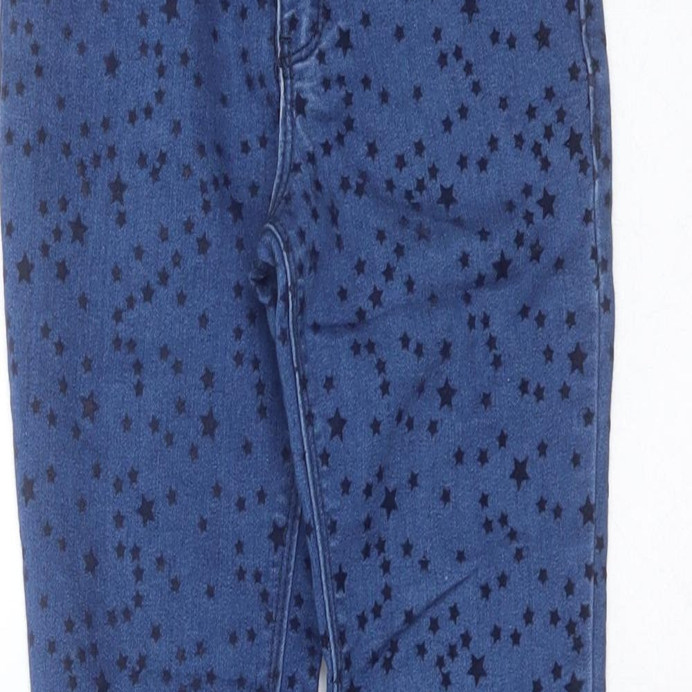 Zara Girls Blue Geometric Cotton Skinny Jeans Size 5-6 Years  Extra-Slim  - stars