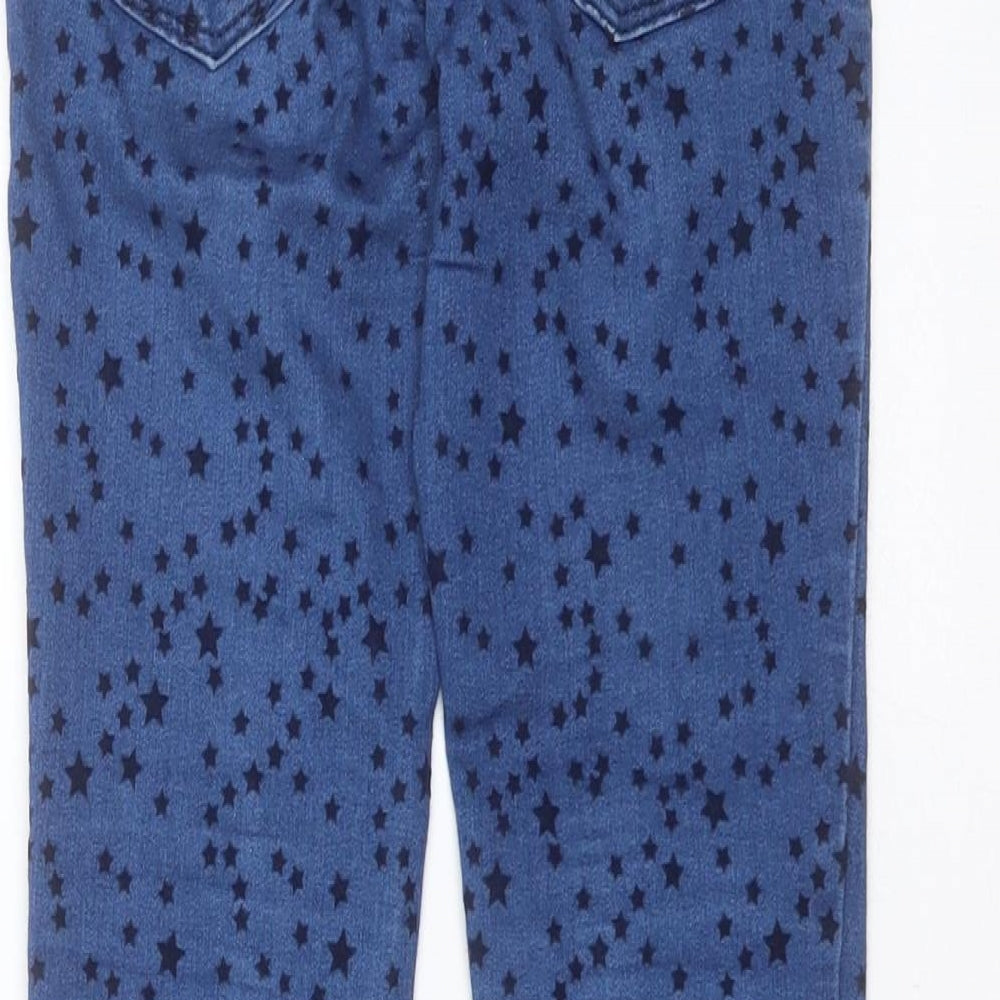 Zara Girls Blue Geometric Cotton Skinny Jeans Size 5-6 Years  Extra-Slim  - stars