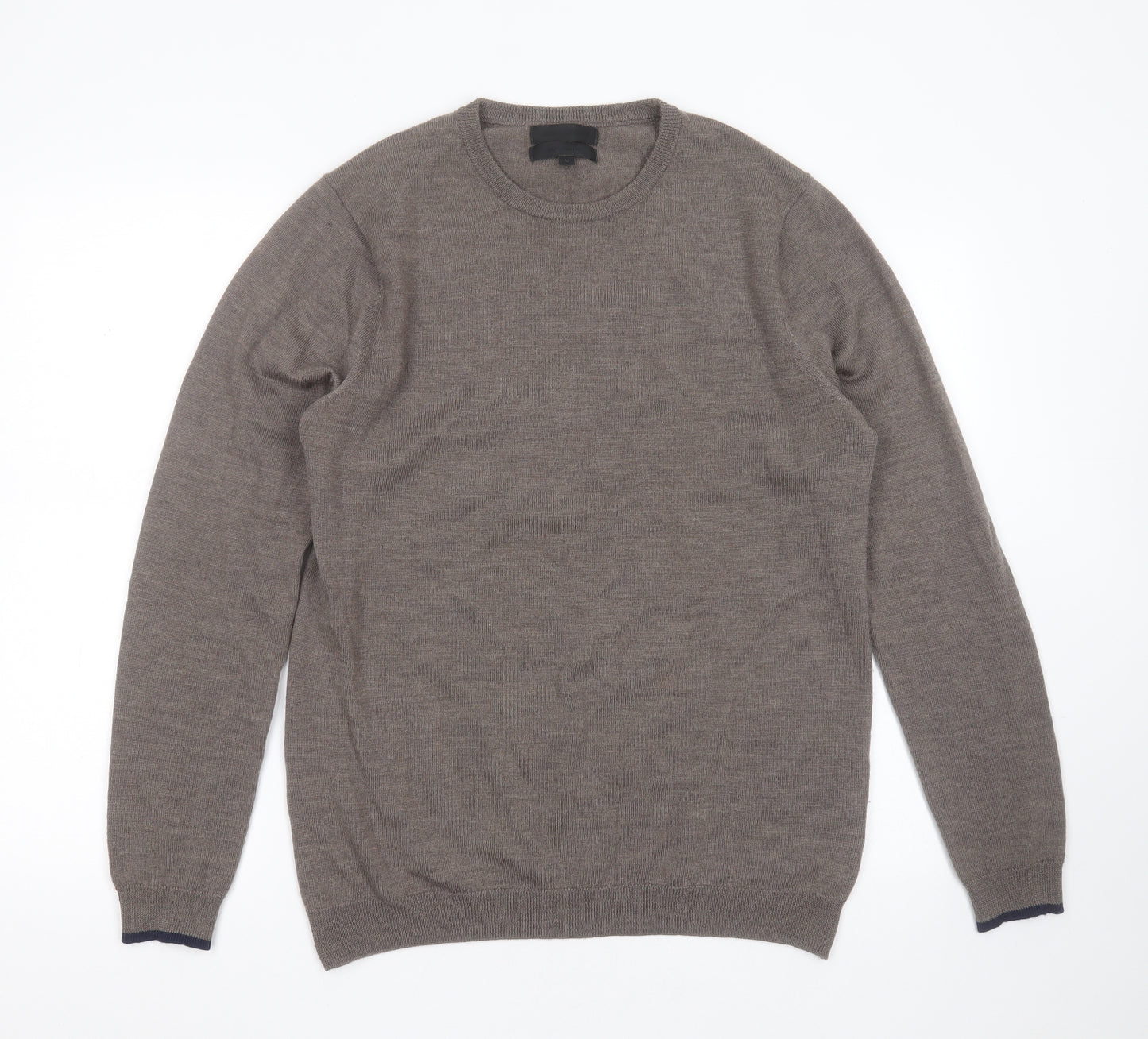 Maison Cinqcent Mens Brown Round Neck  Wool Pullover Jumper Size L