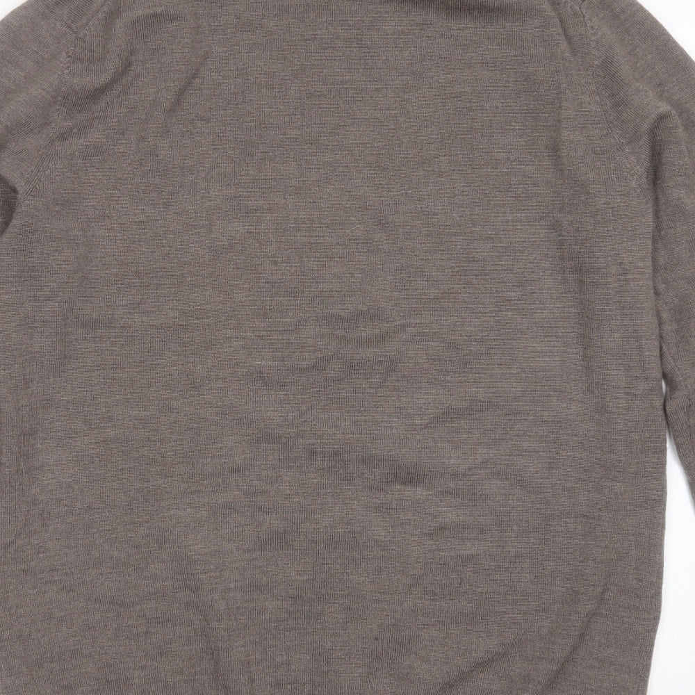 Maison Cinqcent Mens Brown Round Neck  Wool Pullover Jumper Size L