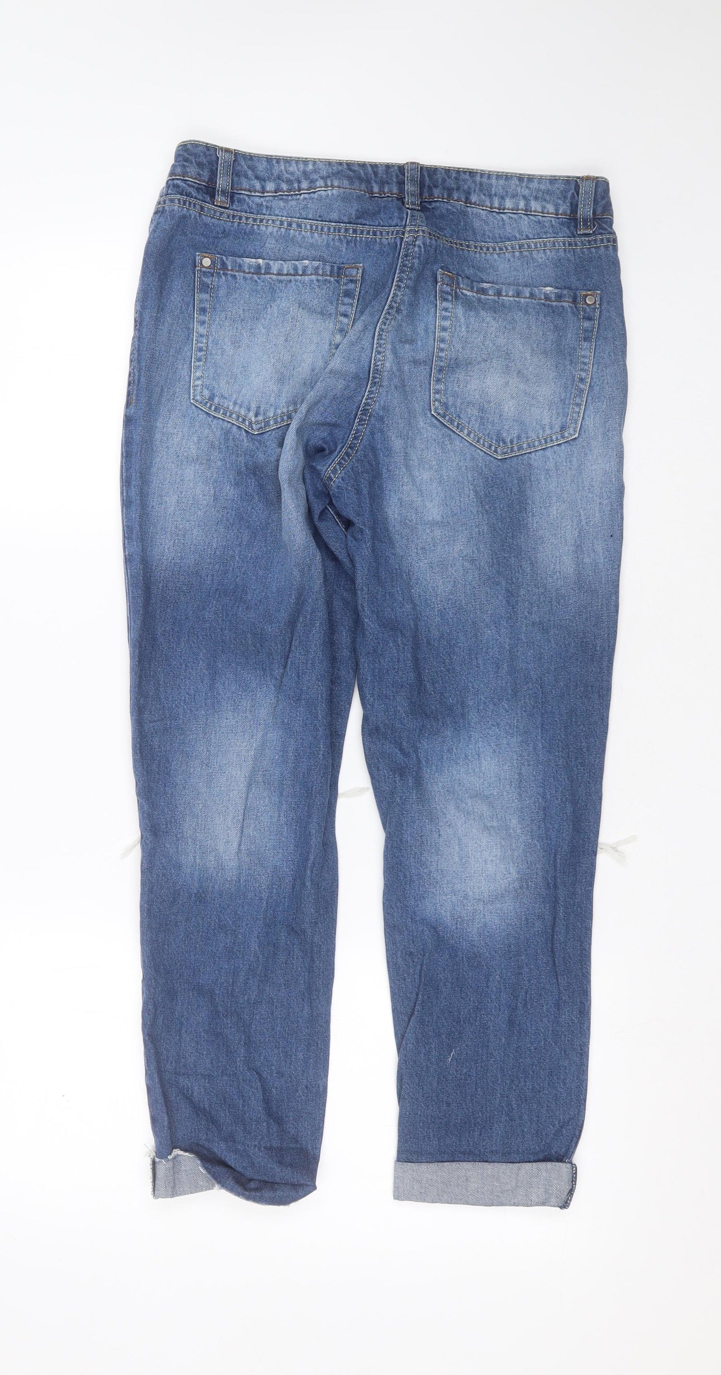 NEXT Womens Blue  Cotton Boyfriend Jeans Size 8 L25 in Regular Button