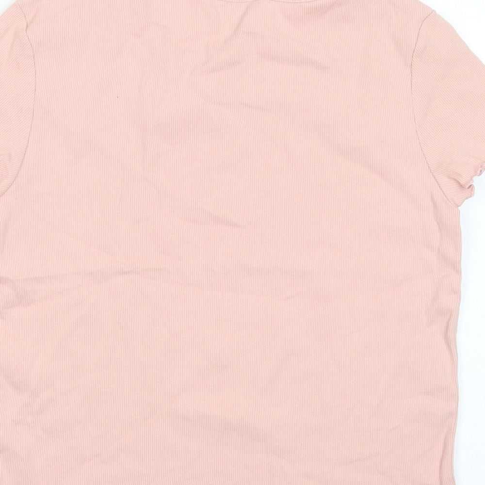 New Look Womens Pink  Cotton Basic T-Shirt Size 18 Round Neck
