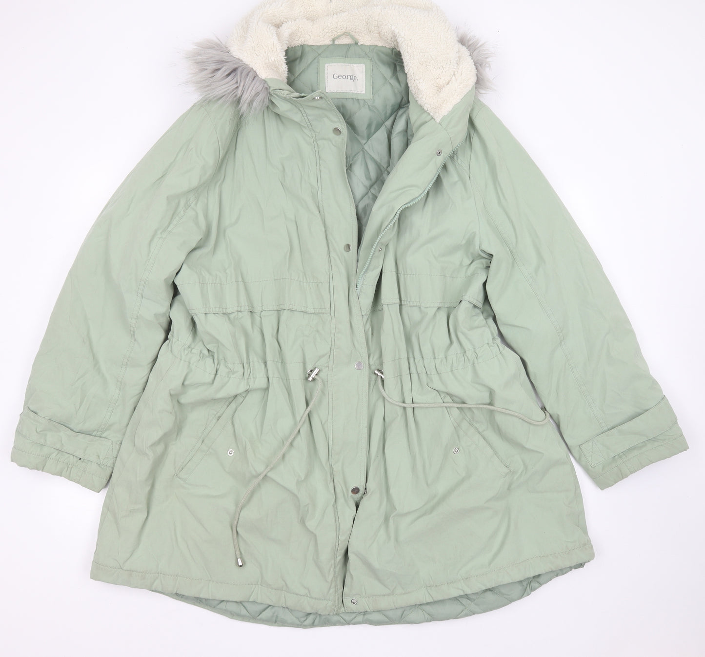 George Womens Green   Parka Coat Size 2XL  Zip