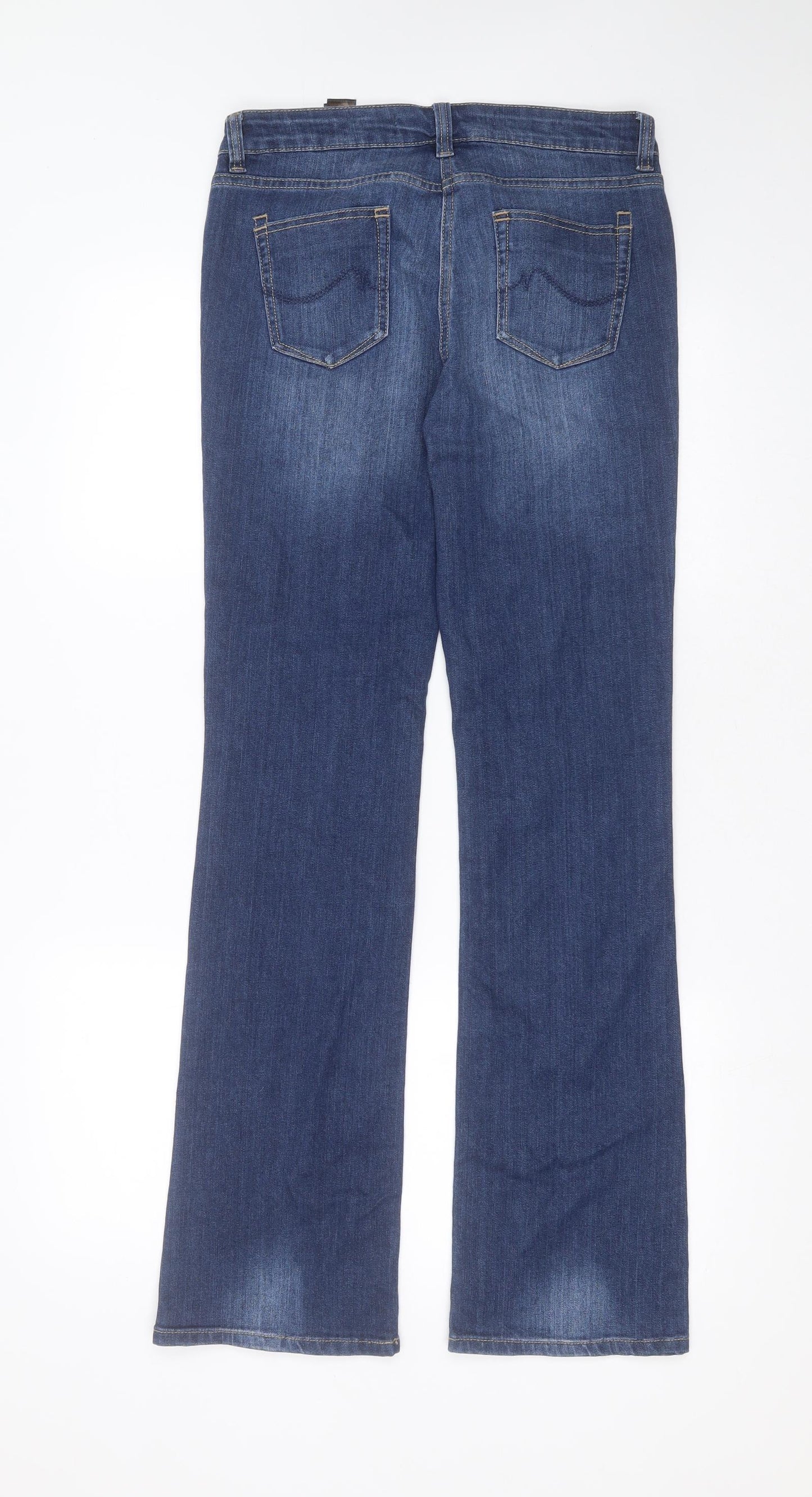 NEXT Womens Blue  Cotton Bootcut Jeans Size 8 L32 in Regular Zip