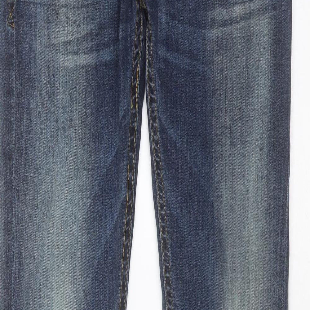 Crafted Womens Blue  Cotton Bootcut Jeans Size 8 L32 in Regular Button
