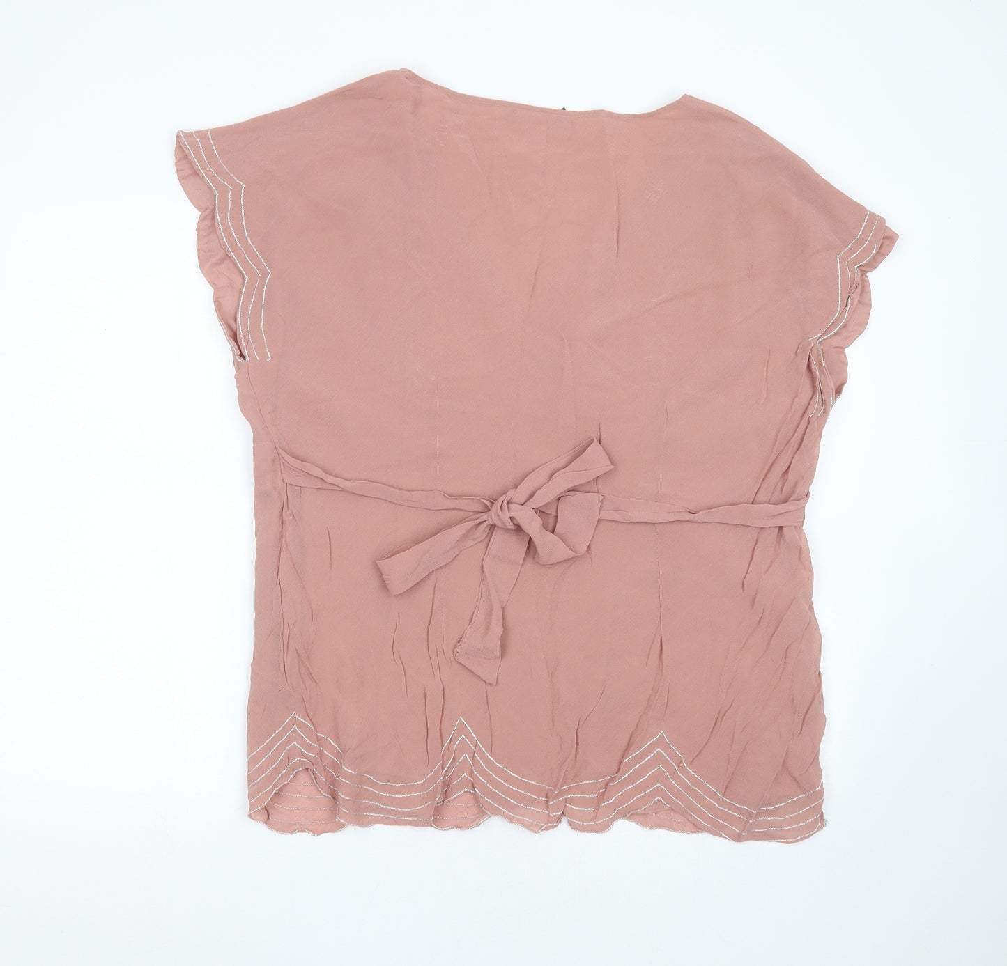 Anna Scholz Womens Pink  Viscose Basic Blouse Size 22 V-Neck - beaded