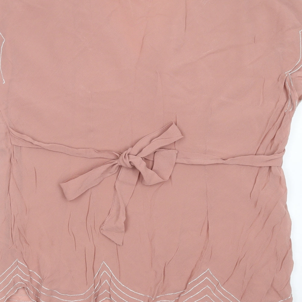 Anna Scholz Womens Pink  Viscose Basic Blouse Size 22 V-Neck - beaded