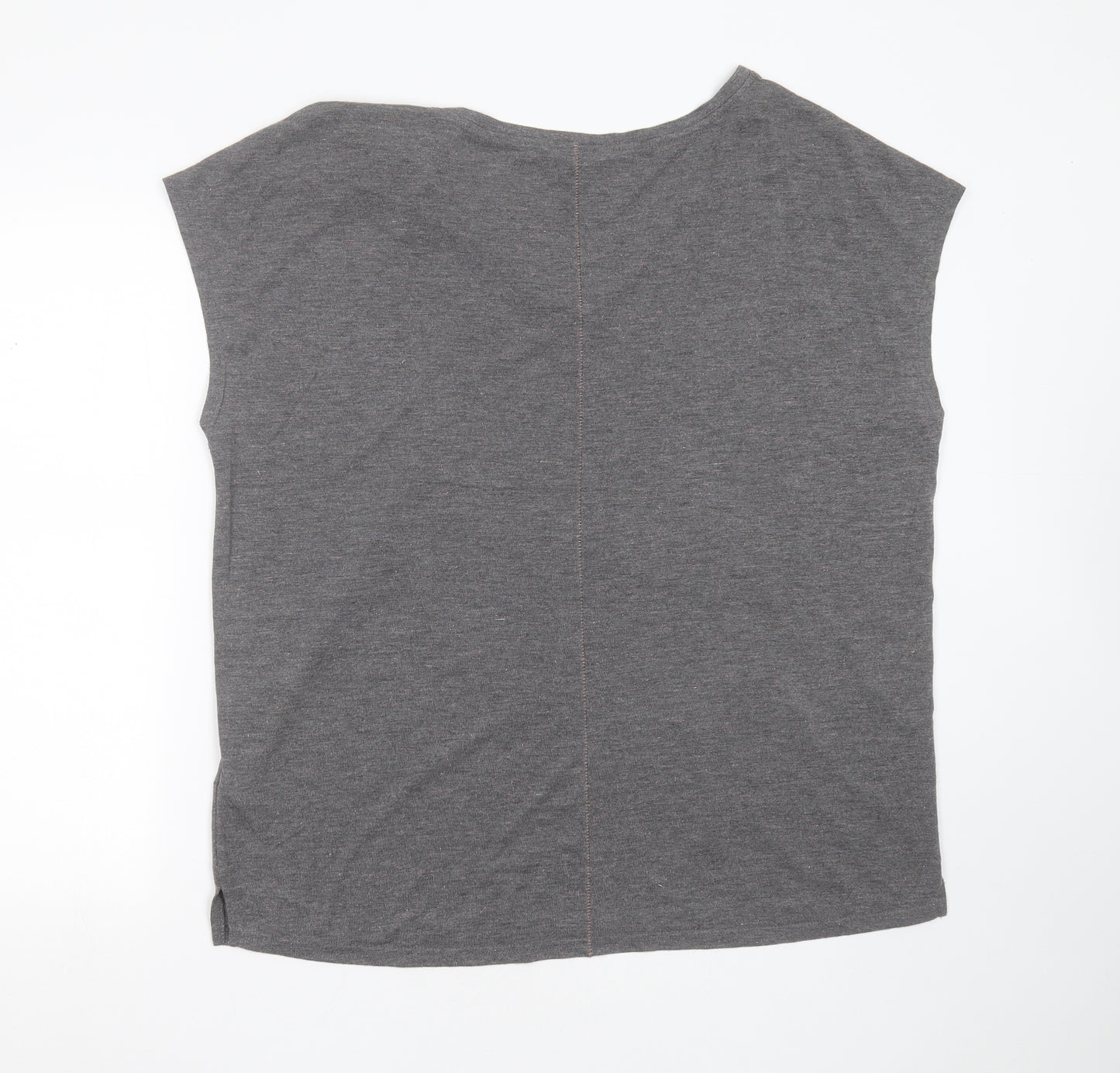 NEXT Womens Grey  Viscose Basic T-Shirt Size 18 V-Neck