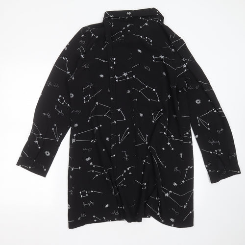 Glamorous Womens Black  Polyester Shirt Dress  Size 16  Collared  - stars