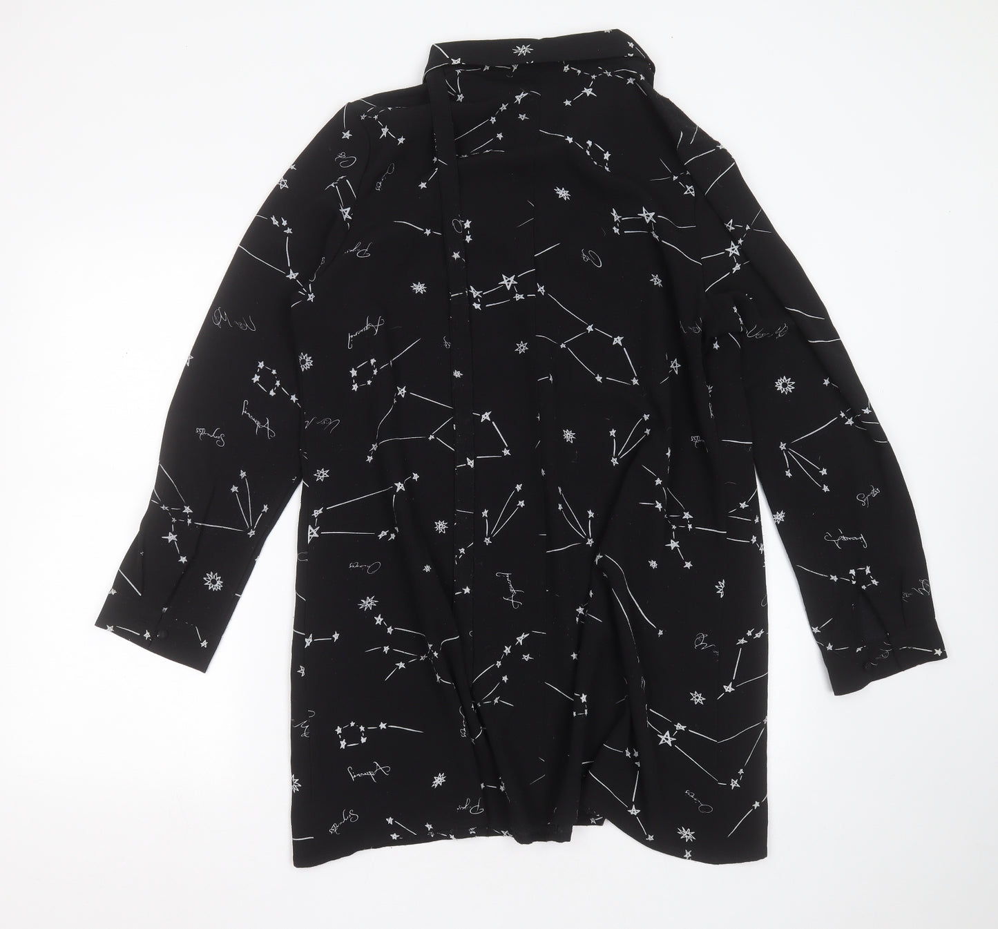 Glamorous Womens Black  Polyester Shirt Dress  Size 16  Collared  - stars