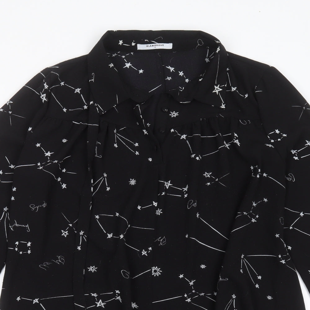 Glamorous Womens Black  Polyester Shirt Dress  Size 16  Collared  - stars