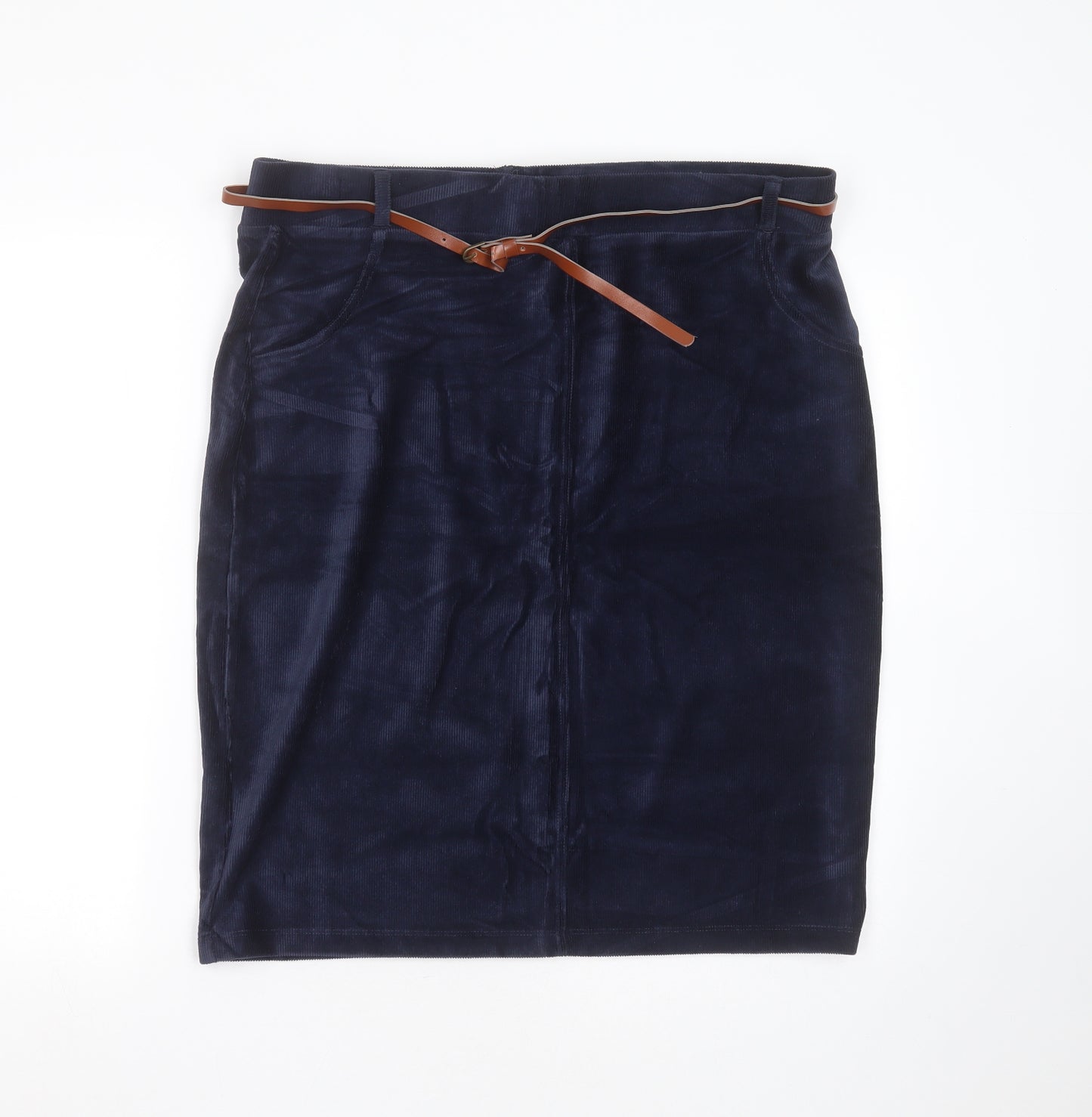 TU Womens Blue  Cotton Straight & Pencil Skirt Size 18