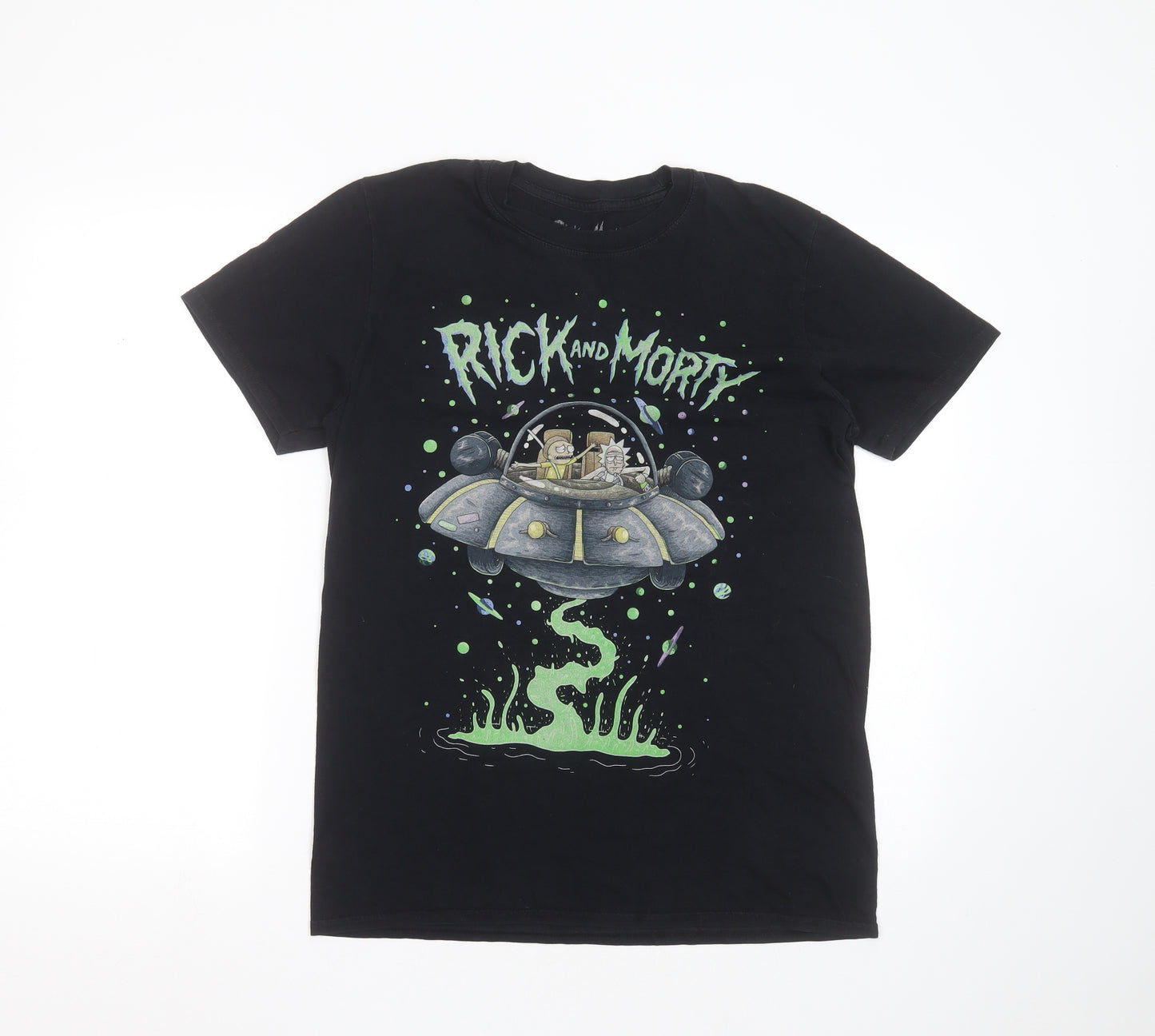 Rick & Morty Mens Black  Cotton  T-Shirt Size M Round Neck