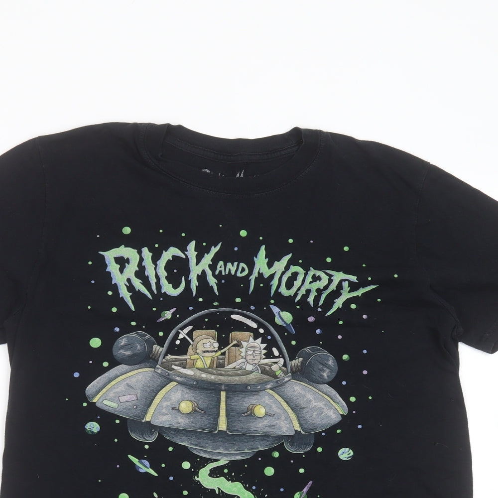 Rick & Morty Mens Black  Cotton  T-Shirt Size M Round Neck