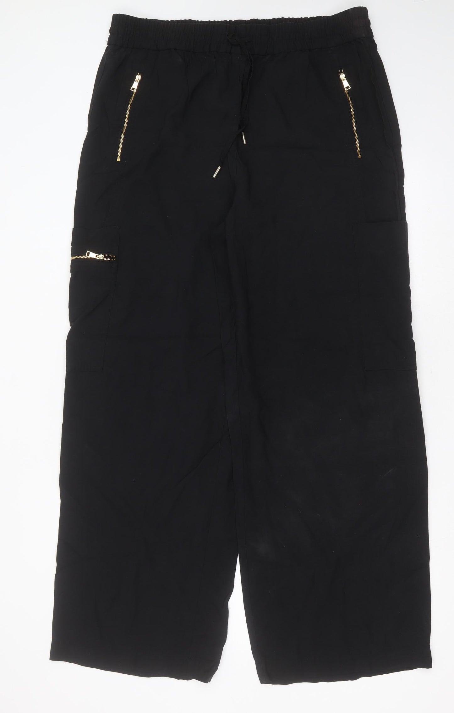 Marks and Spencer Womens Black  Viscose Trousers  Size 18 L31 in Regular  - cargo jogger