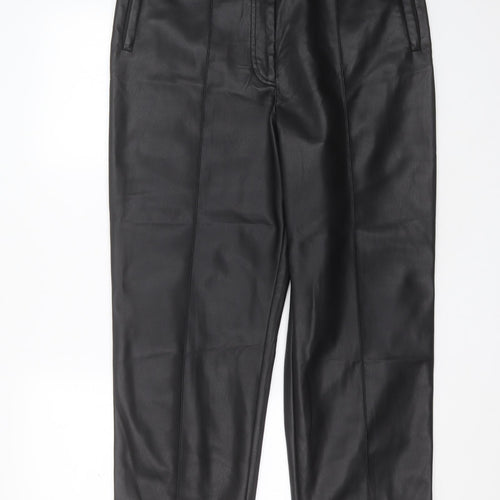 Marks and Spencer Womens Black  Polyurethane Trousers  Size 16 L27 in Regular Zip