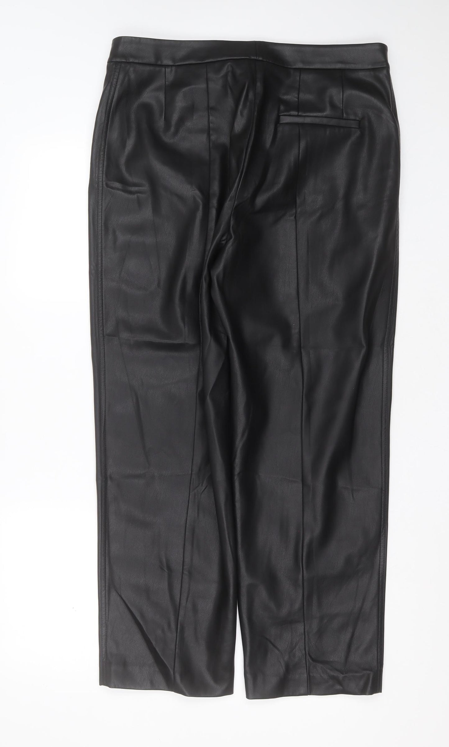 Marks and Spencer Womens Black  Polyurethane Trousers  Size 16 L27 in Regular Zip