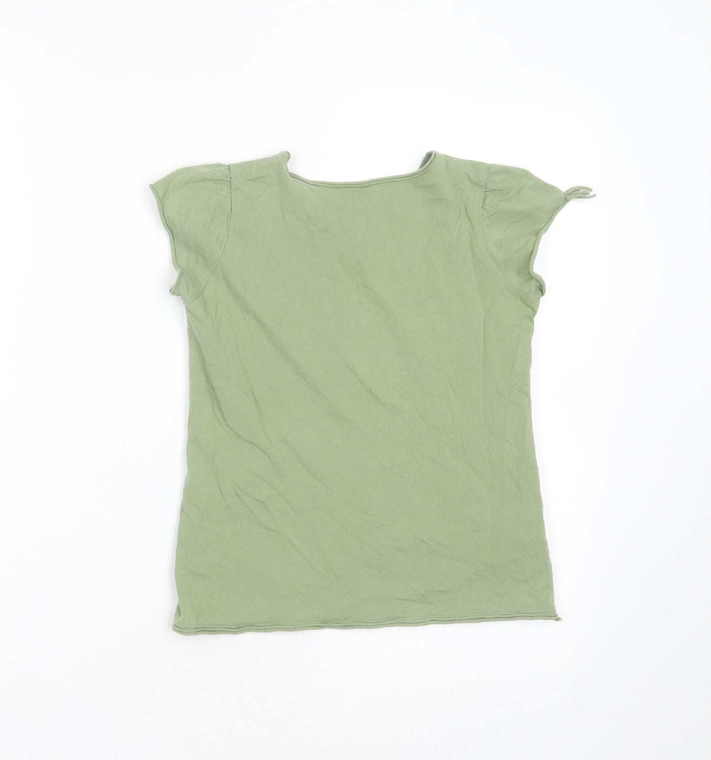 Marks and Spencer Girls Green  Cotton Basic T-Shirt Size 8 Years Round Neck  - rainbow