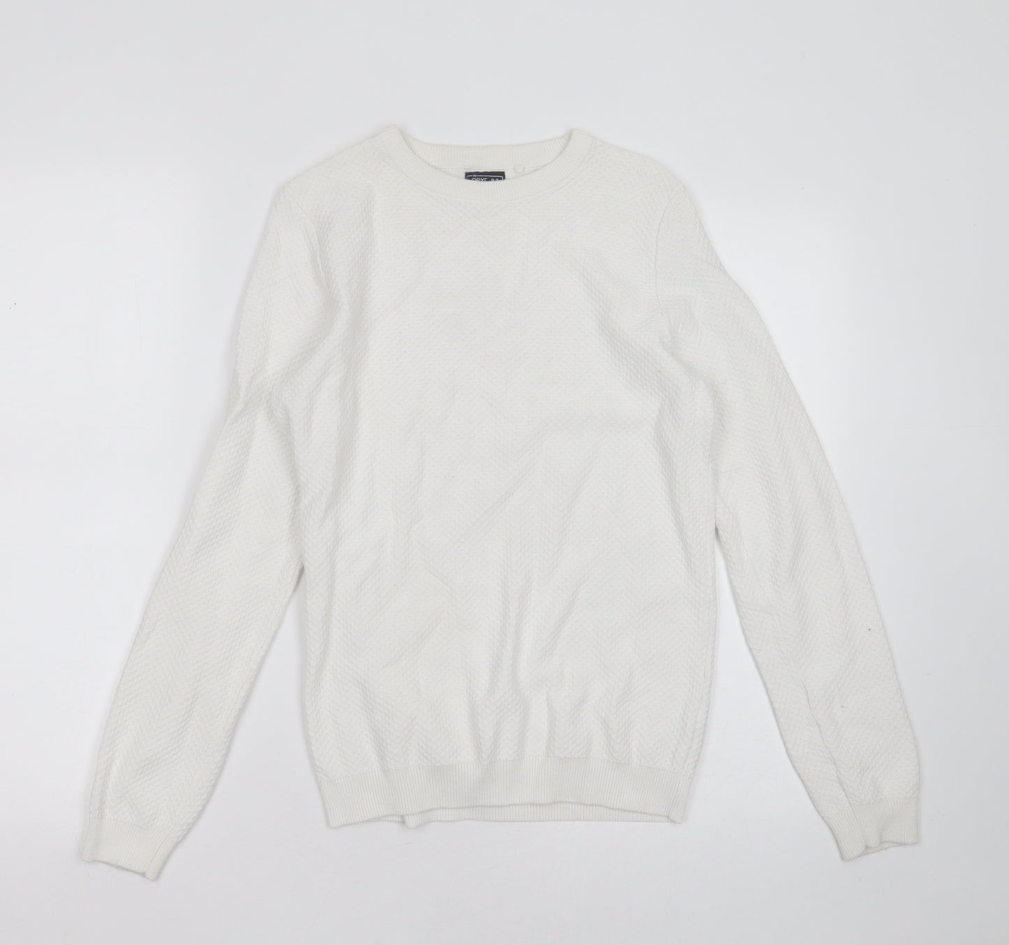 NEXT Boys White Round Neck Geometric Cotton Pullover Jumper Size 12 Years