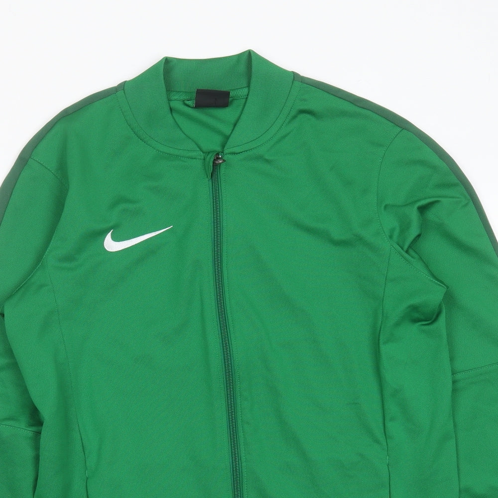 Nike Mens Green  Polyester Basic Casual Size S Round Neck Zip