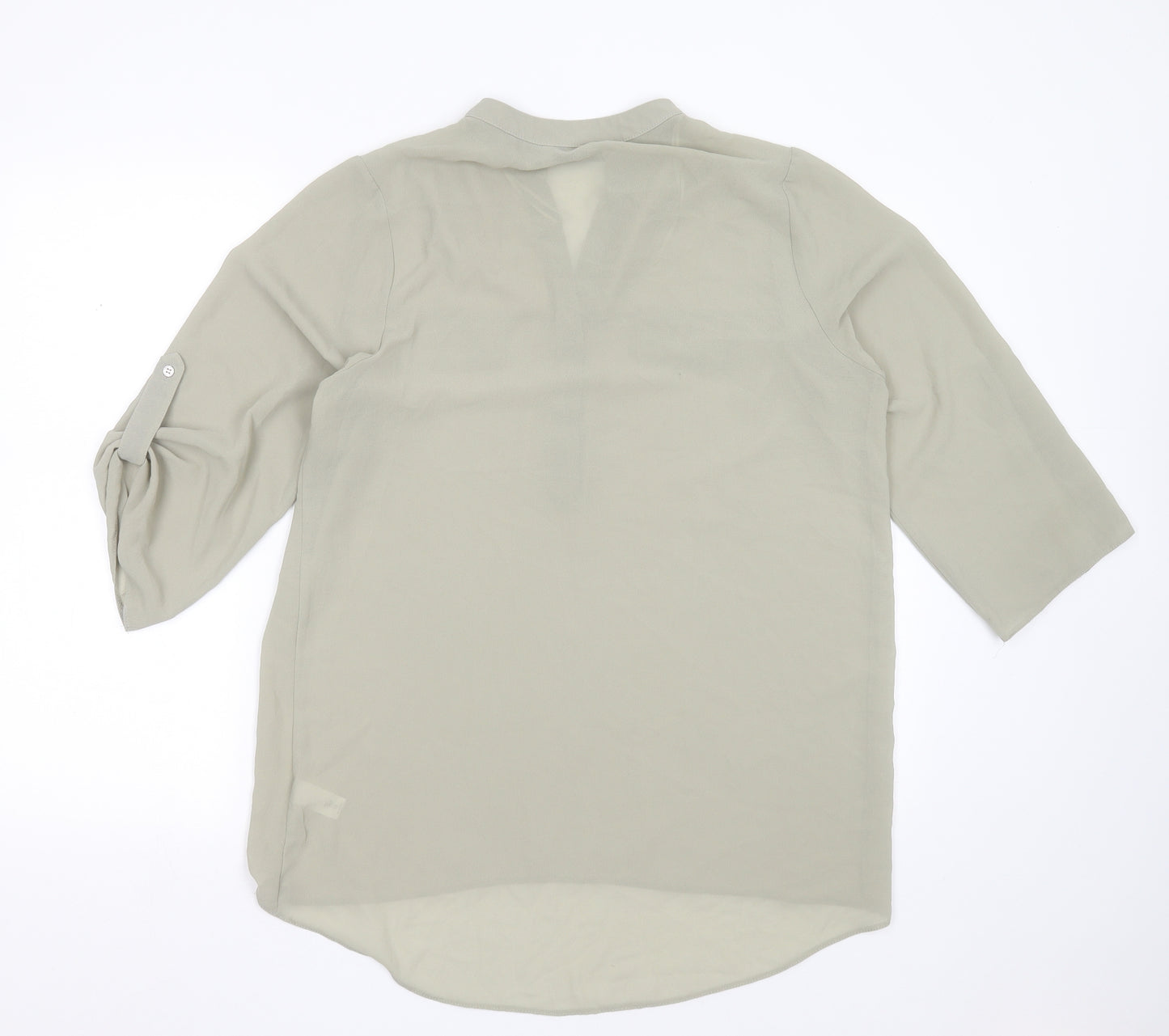 TU Womens Green  Polyester Basic Blouse Size 14 V-Neck