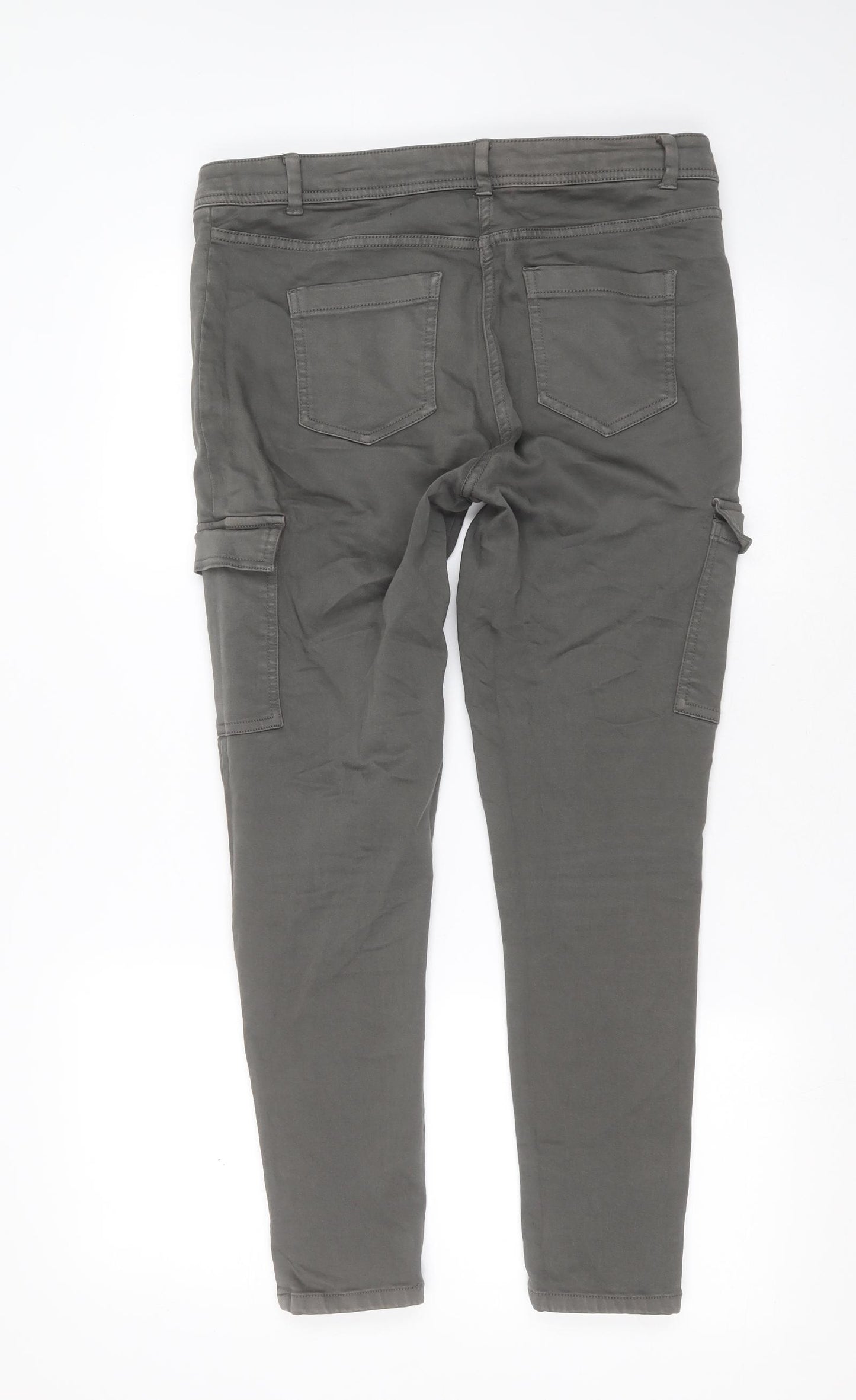 Marks and Spencer Womens Green  Cotton Skinny Jeans Size 14 L27 in Extra-Slim  - cargo