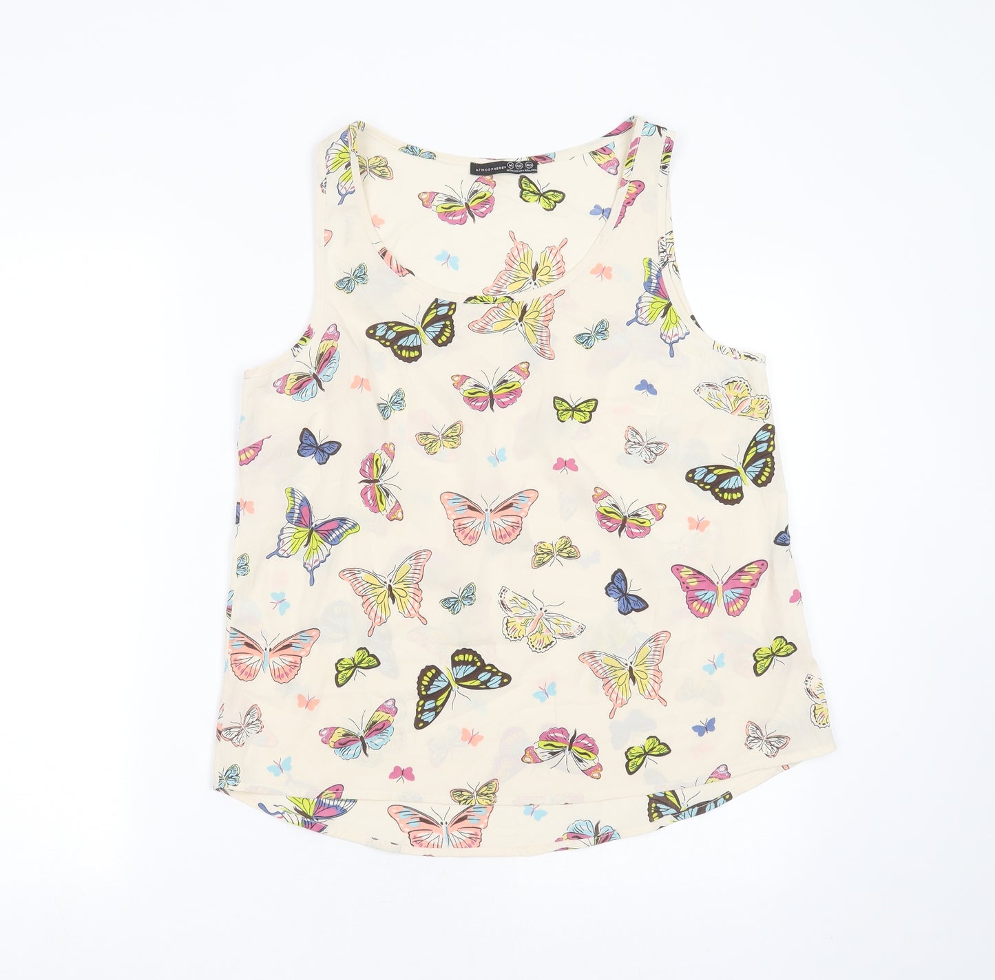 Primark Womens Beige  Polyester Basic Blouse Size 14 Round Neck - Butterflies print