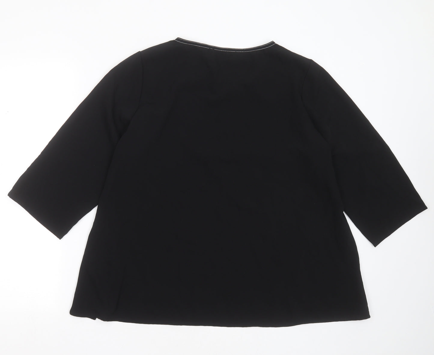 Marks and Spencer Womens Black  Polyester Basic Blouse Size 16 Round Neck