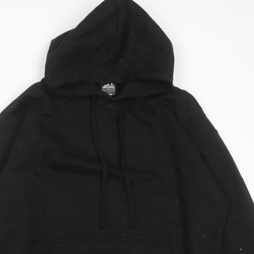 d&h Mens Black Round Neck  Cotton Pullover Jumper Size L