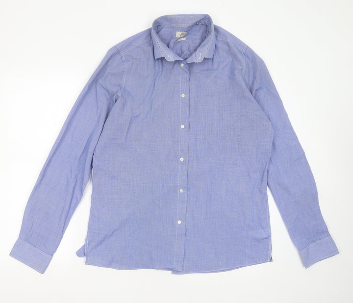 NEXT Mens Blue Check Polyester  Button-Up Size 17 Collared