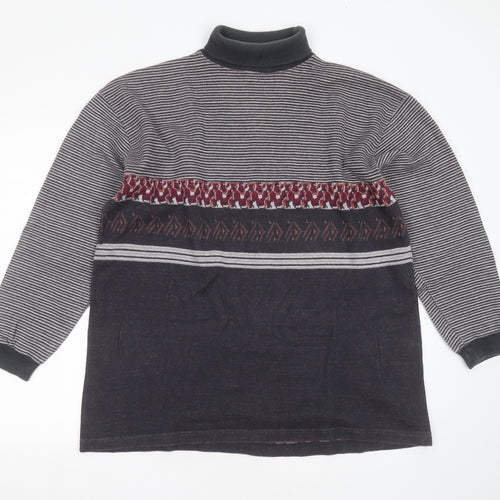 Blue Harbour Womens Grey Roll Neck Geometric Cotton Pullover Jumper Size M