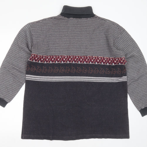 Blue Harbour Womens Grey Roll Neck Geometric Cotton Pullover Jumper Size M