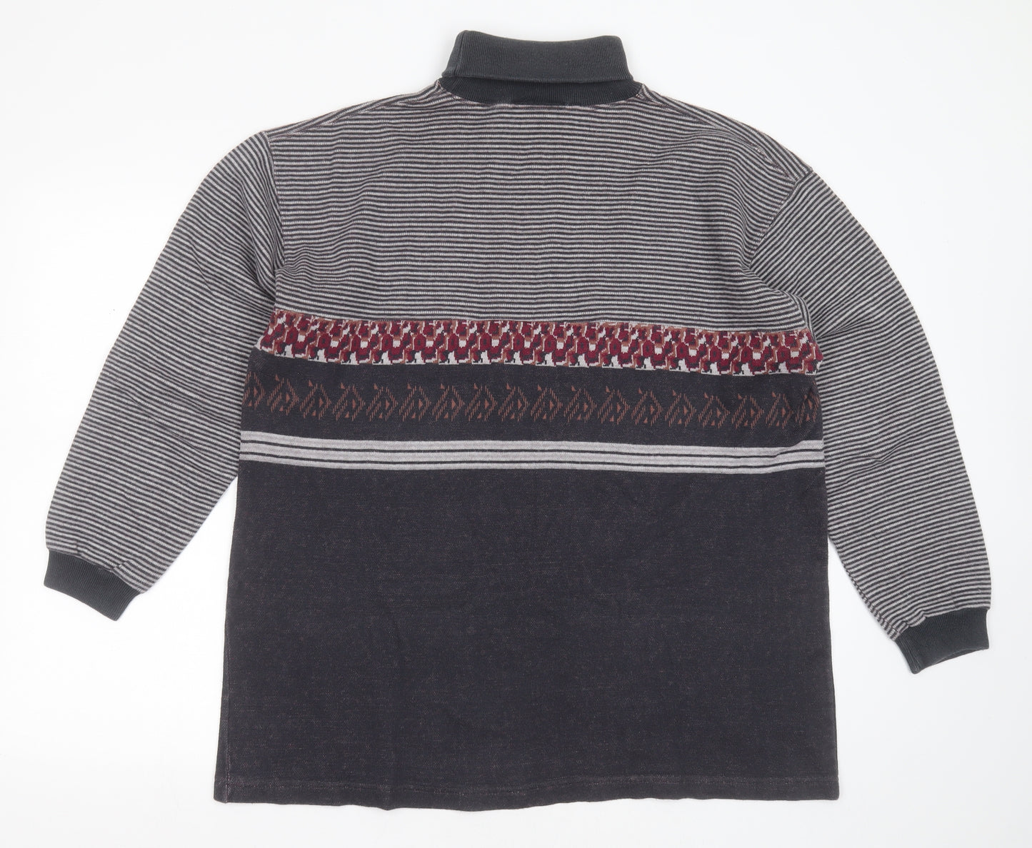 Blue Harbour Womens Grey Roll Neck Geometric Cotton Pullover Jumper Size M