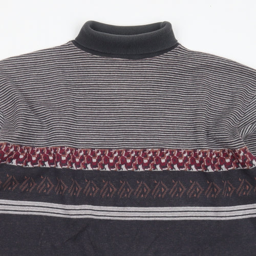Blue Harbour Womens Grey Roll Neck Geometric Cotton Pullover Jumper Size M